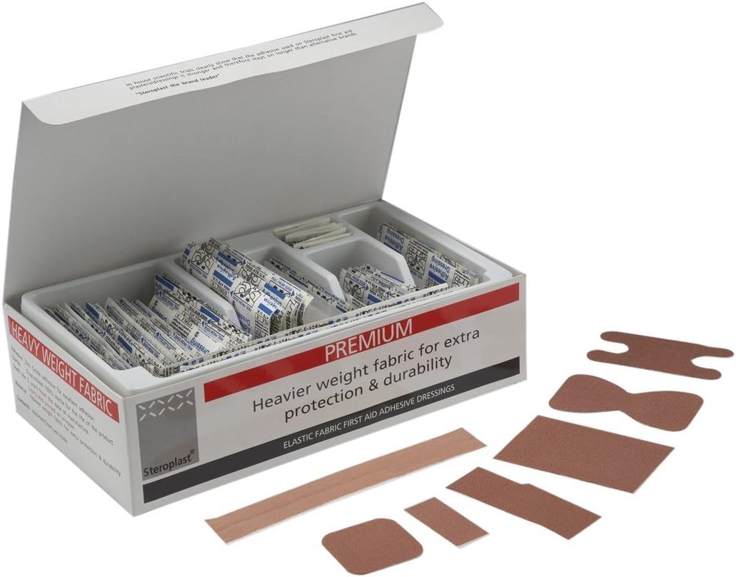 100 Count Assorted Elastic Fabric Plasters for Minor Wounds and Injuries
